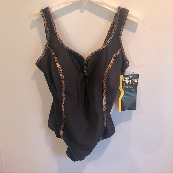 Maillot De Bain Une Pièce Longitude - Imprimé Floral Noir Et Blanc, Taille 12 - Occasion Très Bon état